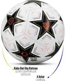 Resim Telvesse Profesyonel Futbol Topu 2025 Şampiyonlar Ligi Pompalı Sert Zemin Halı Saha Futbol Topu No:5 Siyah 