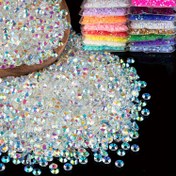 Resim 4000 adet 3mm/4mm + 2000 adet 5mm Gevşek Bling Simli Elmas Taş Şeffaf Jel AB Reçine Düz Sırtlı Taşlar Tırnak, Kupa, Şişe, Tumbler, El Sanatları Dekorasyonu için 