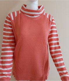 Resim Kolları Çizgili Turuncu Pijama Takımı Dowry 
