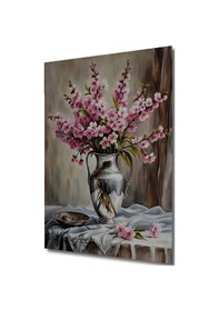 Resim Baharın Zarafeti Işıltılı Vazo Sulu Boya Görünümlü Ahşap Ev,antre,salon,mutfak,Yatak Odası Tablo--- 60 X 90 