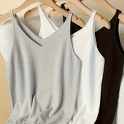 Resim Üç parçlı Karıştırma Örgü Kolsuz V Yaka Dış Moda ve Rahat 