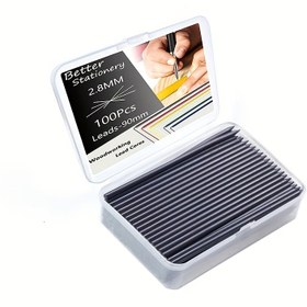 Resim 100 Adet 2B Ahşap İşçiliği Kalem Ucu - 90mm Uzunluk, 2.8mm Çap Rezine Değiştirme Uçları Marangozlara, Mühendisler için Tasarım - Yüksek Hassasiyetli İşaretleme Aksesuarları Şeffaf Saklama Kutusu ile (Ofis ve İnşaat Malzemeleri), Marangozluk Temel Gereçleri | Şeffaf Kap | Akıcı Yazım Ucu 
