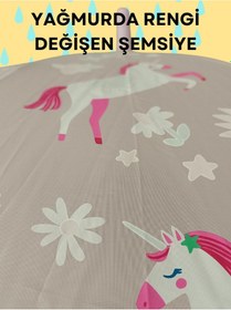 Resim Yağmurda Rengi Değişen Toz Pembe Kız Çocuk Şemsiye Toz Pembe Açık Pembe 
