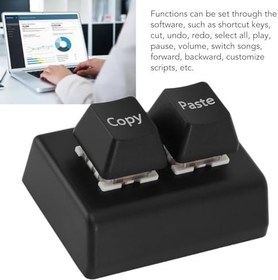Resim Programlanabilir USB Makro Tuşu, USB Mekanik Oyun Tuş Takımı, 2 Tuşlu Kopyala Yapıştır Kırmızı Anahtar Mini Klavye, Ofis Medyası Için Özelleştirilmiş Kısayol Kombinasyon Tuşu 