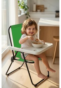 Resim Exent 2 6 Yaş, Katlanır Portatif Mama Sandalyesi, Tak-çıkar Masa İle-yeşil 