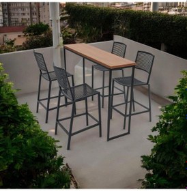 Resim Queen Döküm 4 Kişilik Bar Masa Ve Sandalye Takımı Rehome Siyah 