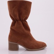 Resim Dgn 9066-2164 Kadin Büzgülü Topuklu Çizme 9066-2164-R1783 Taba Süet 