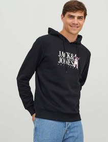 Resim Jack & Jones Kapüşonlu Siyah Erkek Sweatshirt 12244219 001 