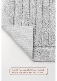 Resim Elart Luin Banyo Halısı Paspas Takımı Pamuklu 2 Adet 60x100 Cm Gri Gri 