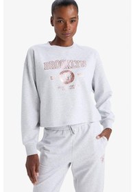 Resim Defacto Defactofit Nba Brooklyn Nets Bisiklet Yaka Sporcu Sweatshirt E8863ax25augr421 Gri 
