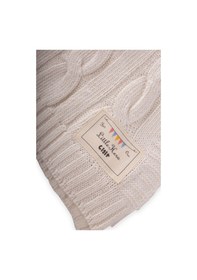 Resim Cigit Saç Örgü Triko Battaniye 80x100 Cm +/-5 Cm Ekru Ekru 