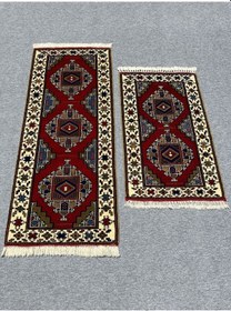 Resim El Dokuma Taşpınar Halısı 85x200 Ve 85x135 Yün Yatak Odası Takımı Yeşil 