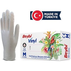 Resim Vinil Pudrasız Muayene Eldiven Mdr M Beden - 100 Lük Kutu 