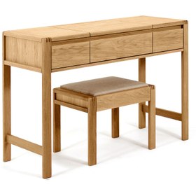 Resim Modesto Makyaj Masası & Puf | Natürel Meşe - Siyah 