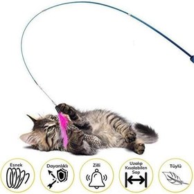 Resim Teleskopik Zilli Ve Tüylü Kedi Oyuncağı 