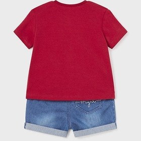 Resim Mayoral Erkek Bebek Kısa Kol T-Shirt Şort Takım Kırmızı - 6-9 Ay 