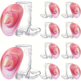 Resim 20 adet Mini Cowboy Botu Gözlükleri - Batı Plastik Parti Bardakları, Bachelorette, Doğum Günü ve Düğün Kutlamaları için Pembe-Kırmızı İnek Şapkaları, Bira Bardakları ve Bot Şeklinde Süslemeler için Mükemmel, Bachelorette Parti Temel Gereksinimleri | Eğlenceli Parti Eşyaları | Novelti Bira Bardakları, Parti Aksesuarları Halloween, Noel Etkinliği ve Parti Malzemeleri için 