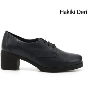 Resim GÖNDERİ(R) Kadın / Kız Lacivert Antik Bağcıklı Orta Kalın Topuklu Hakiki Deri Oxford Ayakkabı 
