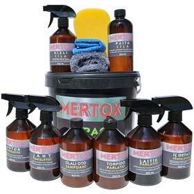 Resim MERTOX OTO ARABA ARAÇ YIKAMA TEMİZLİK VE BAKIM SETİ-12 PARÇA-8X500ML+BEZ SÜNGER HAVLU KOVA 
