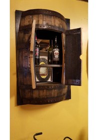 Resim Masifart Şarap Fıçısı Duvara Monte Şaraplık Raflı 