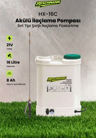 Resim RESCHMANN RES-HX-16C 16 Litre Akülü İlaçlama Pompası Sırt Tipi Şarjlı İlaçlama Püskürtme 