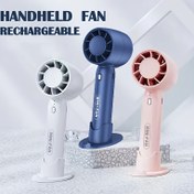 Resim Taşınabilir Mini Fan, USB Şarj Edilebilir, 3 Hız Ayarı ile, Taban Standı İle Birlikte Gelir, Ev Kullanımı için Uygun, Ofis, Dış Mekan Seyahati, Üç Renk Seçeneği Mevcut 
