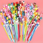 Resim 50 Karikatür Tarzı Yuvarlak Jel Kalem Stili, Pürüzsüz Yazma, 0.5Mm İnce Uç, Değiştirilebilir Siyah Mürekkep Kartuşları, Düğme Kapağı ile Plastik Yuvarlak Kalem Gövdesi, Çeşitli Yaratıcı Tasarımlar, Çoklu Stiller Seçmek İçin 