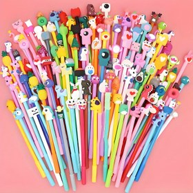 Resim 50 Karikatür Tarzı Yuvarlak Jel Kalem Stili, Pürüzsüz Yazma, 0.5Mm İnce Uç, Değiştirilebilir Siyah Mürekkep Kartuşları, Düğme Kapağı ile Plastik Yuvarlak Kalem Gövdesi, Çeşitli Yaratıcı Tasarımlar, Çoklu Stiller Seçmek İçin 