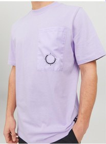 Resim Jack & Jones Jack&jones Water Overlay Erkek Mor Bisiklet Yaka Tişört 12235293-LVN Mor 