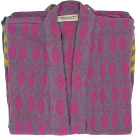 Resim Fuşya & Antrasit 'Adinkra' Kimono 