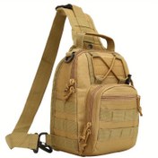 Resim Outdoor Sporlar için Taktik Göğüs Çantası, Ayarlanabilir Crossbody Askı, Çok Fonksiyonlu, Polyester, Haki Renk, Erkekler için, Küçük 