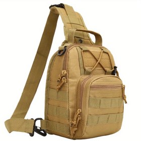 Resim Outdoor Sporlar için Taktik Göğüs Çantası, Ayarlanabilir Crossbody Askı, Çok Fonksiyonlu, Polyester, Haki Renk, Erkekler için, Küçük 