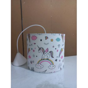 Resim Onay Unicorn Kumaş Kaplama Çocuk Odası ve Bebek Odası Avize Aydınlatma Sarkıt 