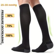 Resim Unisex Sıkıştırma Diz Üstü Çoraplar, 20-30 Mmhg Basınçlı, Koşu, Hemşirelik, Seyahat ve Spor İçin Uygun - Yumuşak ve Nefes Alabilir. 