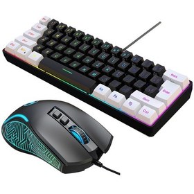 Resim Xindoker Hxsj V700bw+x100 Rgb Aydınlatmalı 61 Tuşlu Oyun Klavyesi Ve 3600dpı Oyuncu Mouse Seti - Pc/laptop Uyumlu 