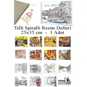 Resim Telli Resim Defteri 15 Yaprak 25X35 cm 1 Adet Artlantis Spiralli Orta Boy Telli Resim Defteri Karton Kapak 110 gr Okul 