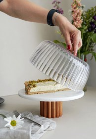 Resim Fanuslu Kek Standı Ruffles Ayak, Beyaz Mermer, 25 cm 