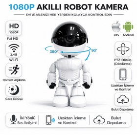 Resim Teknomila 1080p Robot Görünümlü Wifi Ip Güvenlik Kamerası Kablosuz Gece Görüşlü 