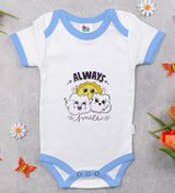 Resim Bitmeyen Kartuş Always Smile Tasarımlı Mavi Bebek Body Zıbın 