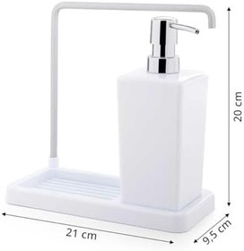 Resim Luna Mutfak Sıvı Sabunluk, Beyaz, 420ml, Bez Askılı, 21x9.5x20 cm 