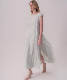 Resim Nakış Detaylı Keten Elbise - Mint / S 