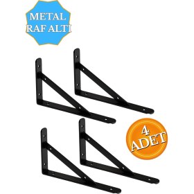 Resim Hobidabi Raf Altı Dekoratif Raf Tutucu Ayak Ferforje Siyah 13X19 cm 4 Adet 