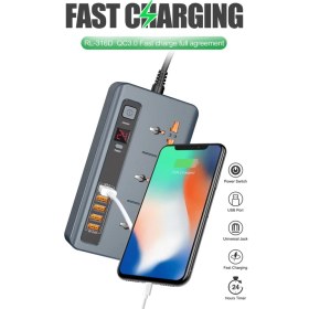 Resim Daytona RL-316D Termal Akım Korumalı Akıllı Priz 5 USB 5V-3.4A LED Ekran Zamanlı Kullanım 