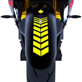 Resim 2 Adet Sport Motosiklet Çamurluk Floresan Sarı Kask Sticker Çınar Extreme 