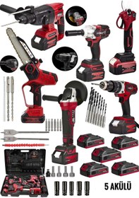 Resim OG GERMANY STEEL 6'lı Muhteşem Takım 986Vx Şarjlı Somun Sökme/Taşlama/Vidalama/Testere/Dal Budama/KırıcıHilti 5 AKÜLÜ 