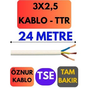 Resim Öznur 3x2,5 Ttr Kablo Metre Seçenekli Beyaz - 24 Metre 