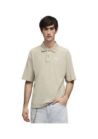Resim Puma Wardrobe Essentials Boxy Erkek Bej Günlük Stil Polo Yaka T-shirt 63436261 Bej 