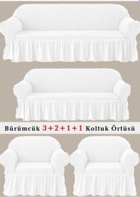 Resim StarMall Bürümcük Koltuk Örtüsü, Berjer, Çekyat Kılıfı 3211 Takım Beyaz 