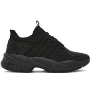 Resim Derimod Zero Kadın Siyah Bağcıklı Taşlı Kumaş Sneaker 25SFD43156F 