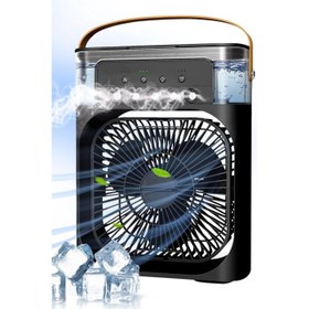 Resim Glr HR001 Siyah Buzlu Vantilatör Mini Fan 5 Spreyli Su Püskürtmeli 600 ML Buhar Makinesi Nemlendirici Mini Klima 